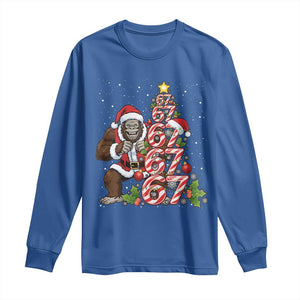 Trending Six Seven Meme Bigfoot Christmas Tree Long Sleeve Shirt Holiday Gift TS12 Royal Blue Print Your Wear