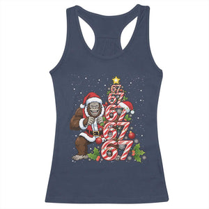 Trending Six Seven Meme Bigfoot Christmas Tree Racerback Tank Top Holiday Gift TS12 Navy Print Your Wear