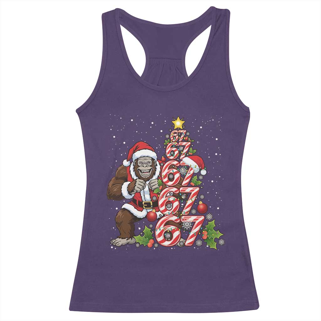 Trending Six Seven Meme Bigfoot Christmas Tree Racerback Tank Top Holiday Gift TS12 Purple Print Your Wear
