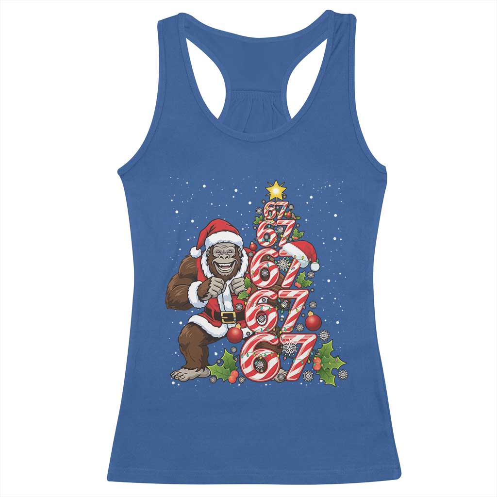 Trending Six Seven Meme Bigfoot Christmas Tree Racerback Tank Top Holiday Gift TS12 Royal Blue Print Your Wear