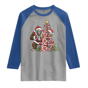 Trending Six Seven Meme Bigfoot Christmas Tree Raglan Shirt Holiday Gift TS12 Sport Gray Royal Print Your Wear