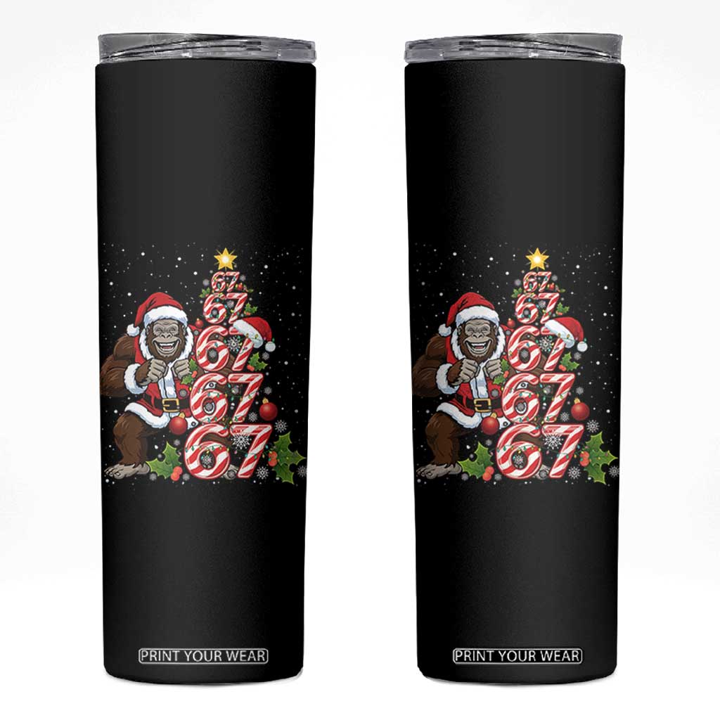 Trending Six Seven Meme Bigfoot Christmas Tree Skinny Tumbler Holiday Gift TS12 Black Print Your Wear
