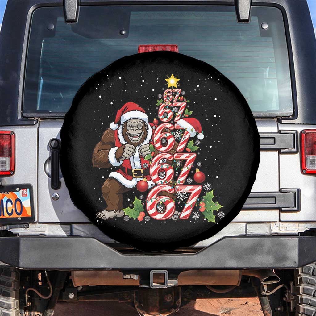 Trending Six Seven Meme Bigfoot Christmas Tree Spare Tire Cover Holiday Gift TS12 No hole Black Print Your Wear