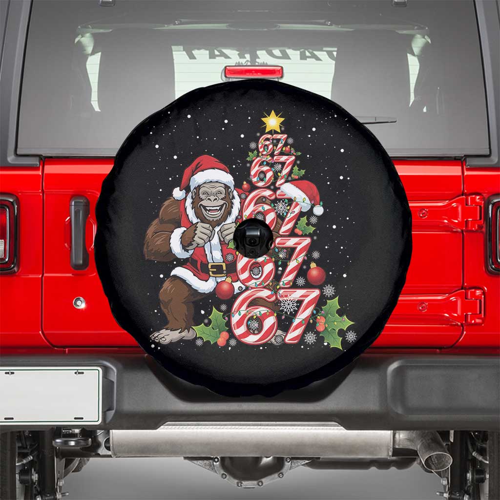 Trending Six Seven Meme Bigfoot Christmas Tree Spare Tire Cover Holiday Gift TS12 Black Print Your Wear