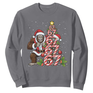 Trending Six Seven Meme Bigfoot Christmas Tree Sweatshirt Holiday Gift TS12 Charcoal Print Your Wear