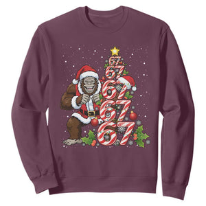 Trending Six Seven Meme Bigfoot Christmas Tree Sweatshirt Holiday Gift TS12 Maroon Print Your Wear
