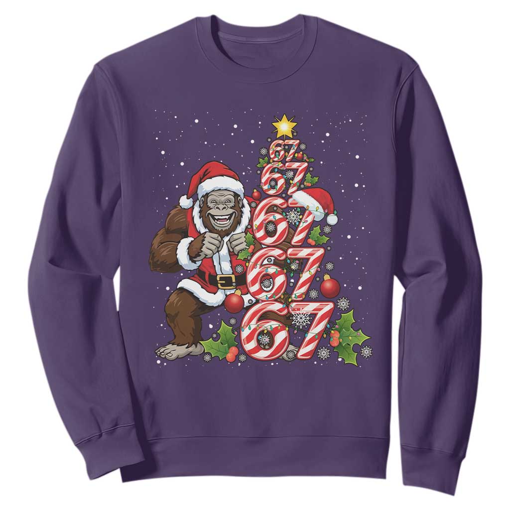 Trending Six Seven Meme Bigfoot Christmas Tree Sweatshirt Holiday Gift TS12 Purple Print Your Wear