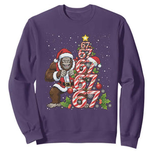 Trending Six Seven Meme Bigfoot Christmas Tree Sweatshirt Holiday Gift TS12 Purple Print Your Wear