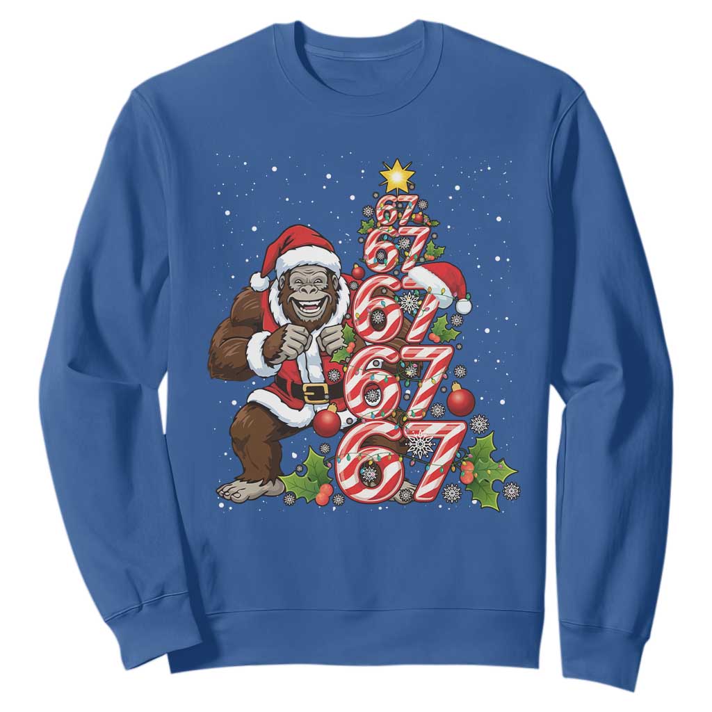 Trending Six Seven Meme Bigfoot Christmas Tree Sweatshirt Holiday Gift TS12 Royal Blue Print Your Wear