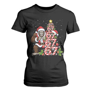 Trending Six Seven Meme Bigfoot Christmas Tree T Shirt For Women Holiday Gift TS12 Black Print Your Wear