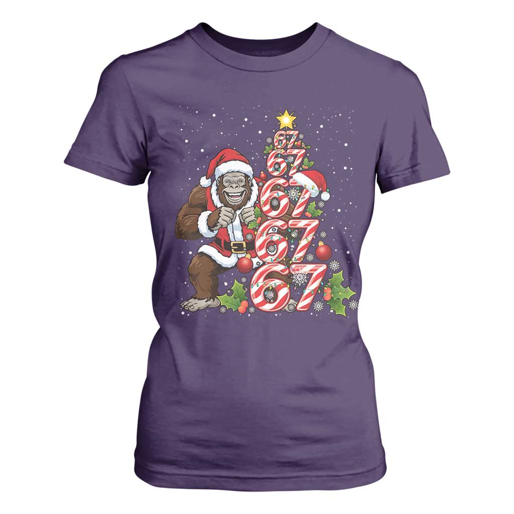 Trending Six Seven Meme Bigfoot Christmas Tree T Shirt For Women Holiday Gift TS12 Purple Print Your Wear