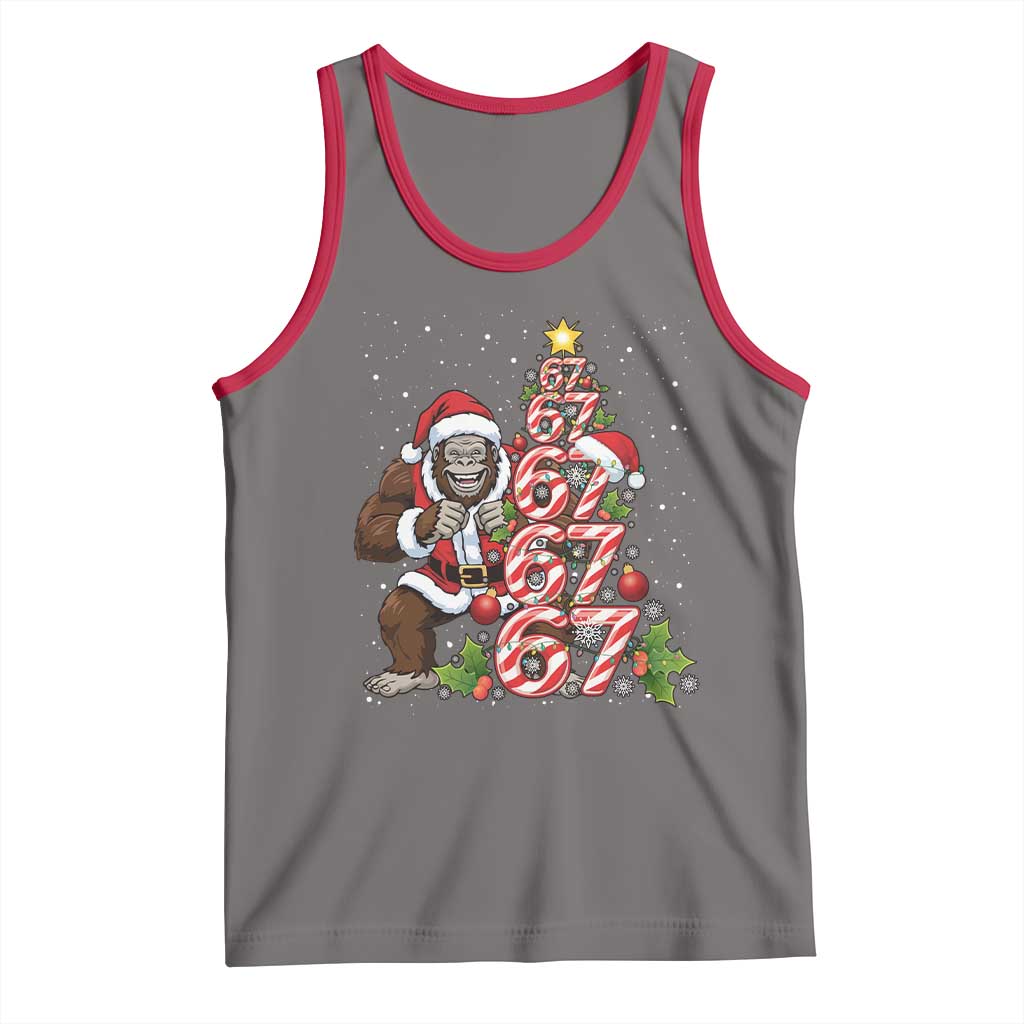 Trending Six Seven Meme Bigfoot Christmas Tree Tank Top Holiday Gift TS12 Deep Heather Red Print Your Wear