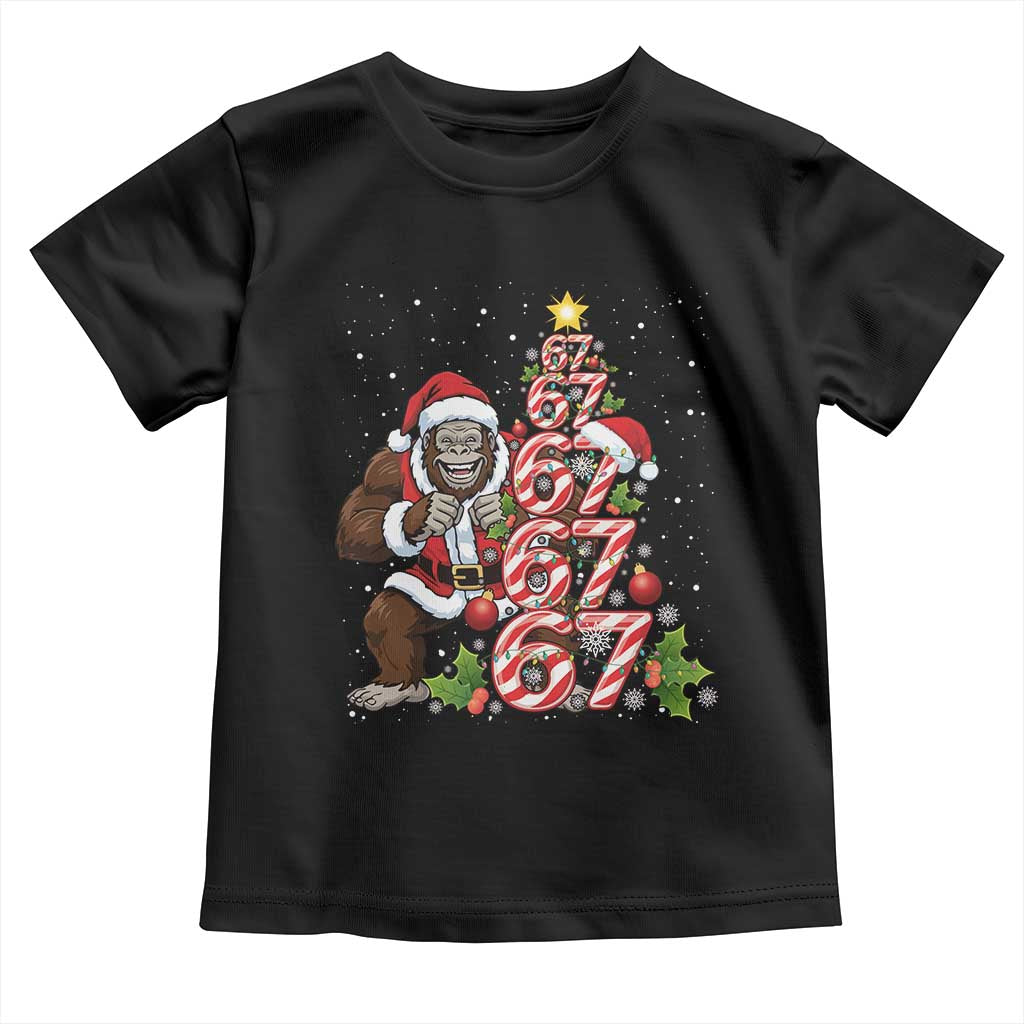 Trending Six Seven Meme Bigfoot Christmas Tree Toddler T Shirt Holiday Gift TS12 Black Print Your Wear