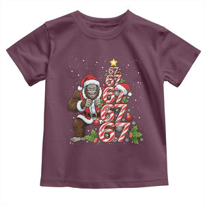 Trending Six Seven Meme Bigfoot Christmas Tree Toddler T Shirt Holiday Gift TS12 Maroon Print Your Wear