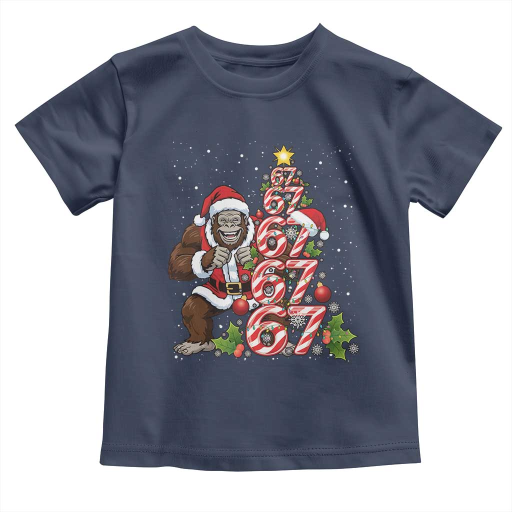 Trending Six Seven Meme Bigfoot Christmas Tree Toddler T Shirt Holiday Gift TS12 Navy Print Your Wear