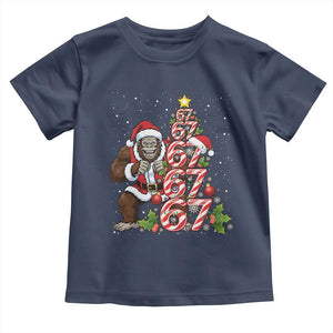 Trending Six Seven Meme Bigfoot Christmas Tree Toddler T Shirt Holiday Gift TS12 Navy Print Your Wear