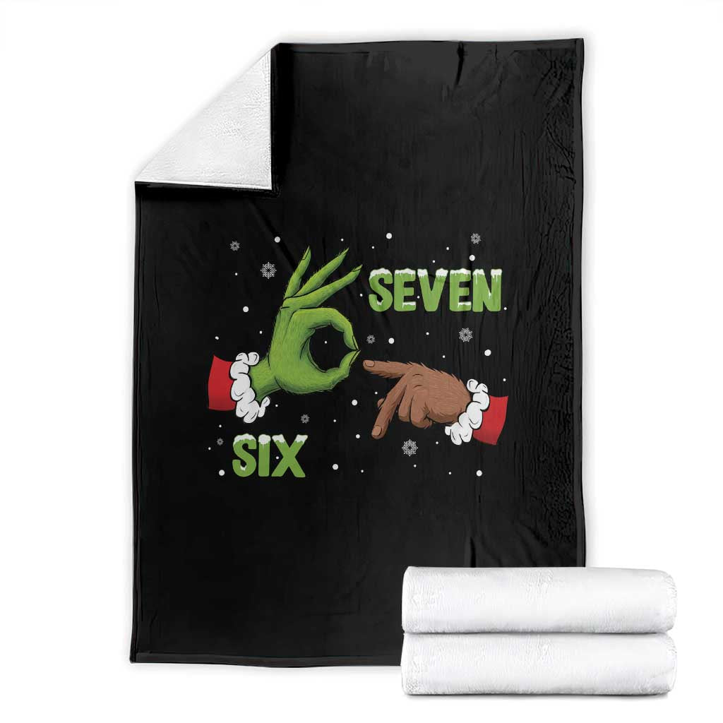 Funny Green And Bigfoot Six Seven Meme Throw Blanket Christmas Trend Gift TS12 Black Print Your Wear