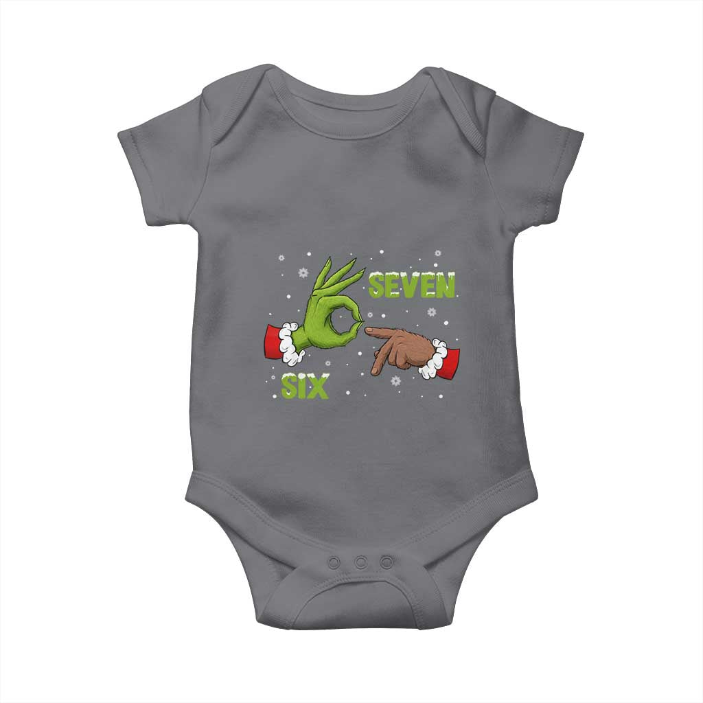 Funny Green And Bigfoot Six Seven Meme Baby Onesie Christmas Trend Gift TS12 Charcoal Print Your Wear