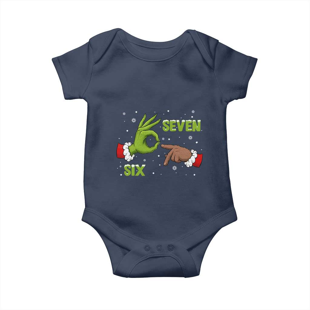 Funny Green And Bigfoot Six Seven Meme Baby Onesie Christmas Trend Gift TS12 Navy Print Your Wear