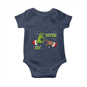 Funny Green And Bigfoot Six Seven Meme Baby Onesie Christmas Trend Gift TS12 Navy Print Your Wear