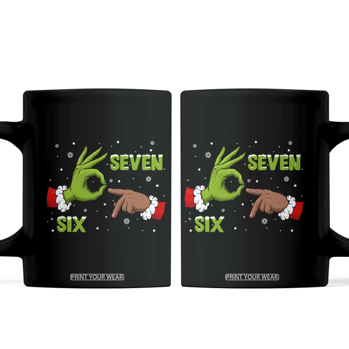 Funny Green And Bigfoot Six Seven Meme Coffee Mug Christmas Trend Gift TS12 Black Print Your Wear