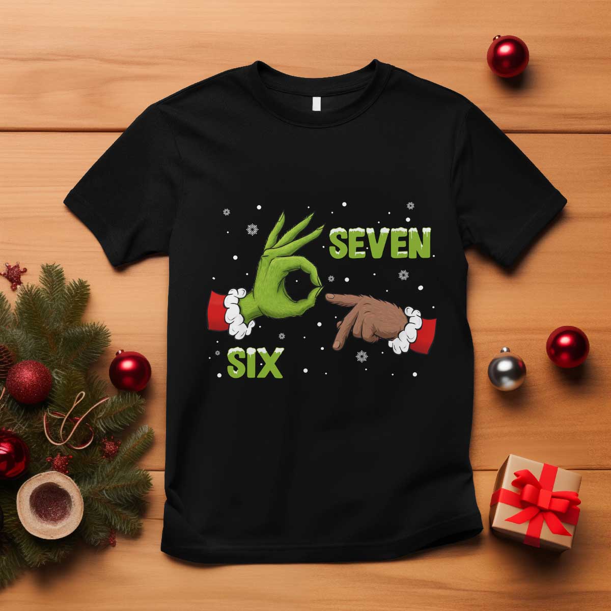 Funny Green And Bigfoot Six Seven Meme T Shirt Christmas Trend Gift TS12 Black Print Your Wear