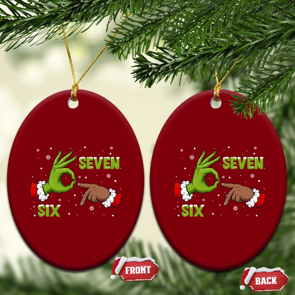 Funny Green And Bigfoot Six Seven Meme Ceramic Ornament Christmas Trend Gift TS12 Print Your Wear