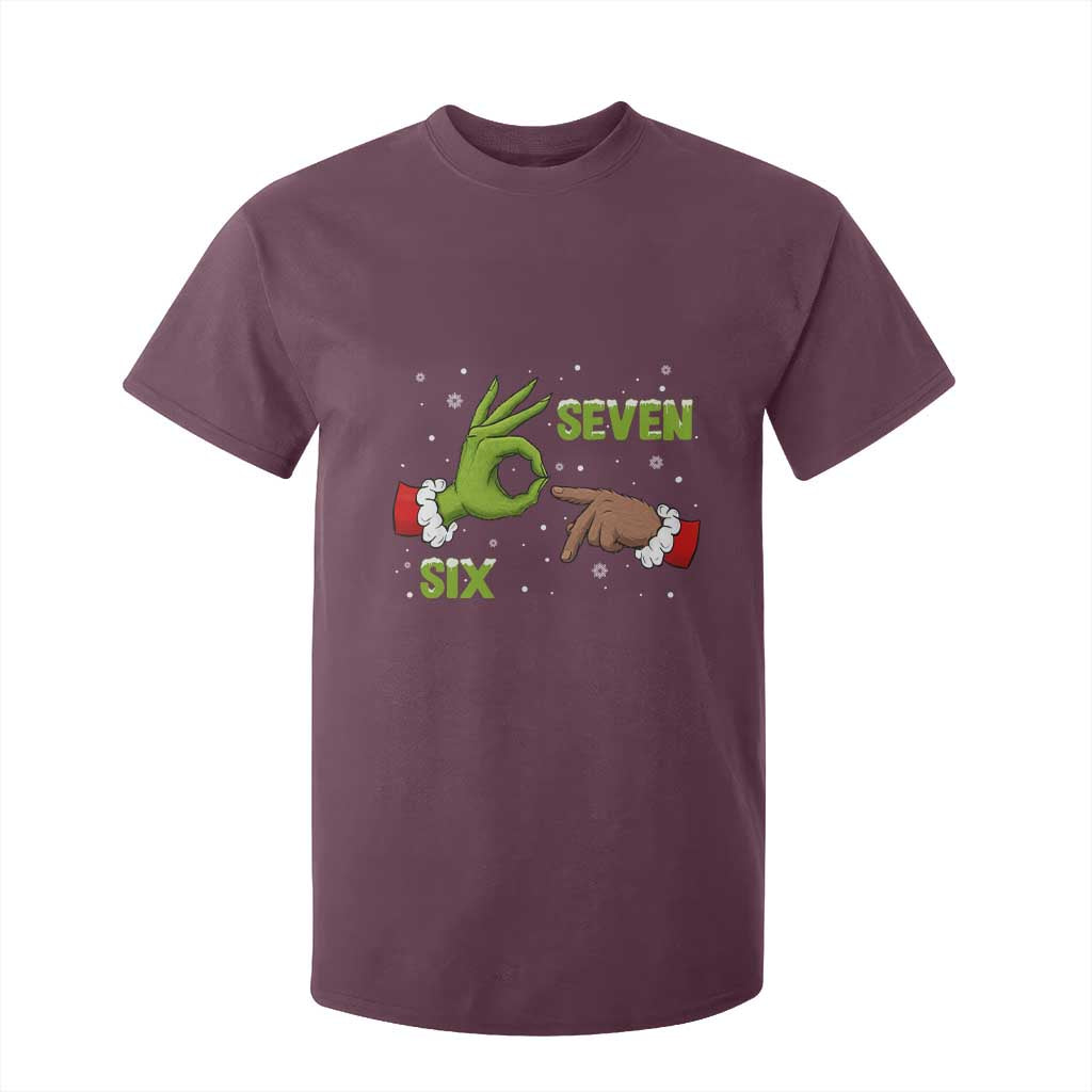 Funny Green And Bigfoot Six Seven Meme T Shirt For Kid Christmas Trend Gift TS12 Maroon Print Your Wear
