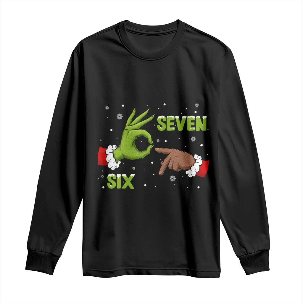Funny Green And Bigfoot Six Seven Meme Long Sleeve Shirt Christmas Trend Gift TS12 Black Print Your Wear