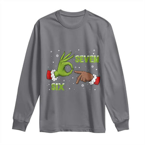 Funny Green And Bigfoot Six Seven Meme Long Sleeve Shirt Christmas Trend Gift TS12 Charcoal Print Your Wear