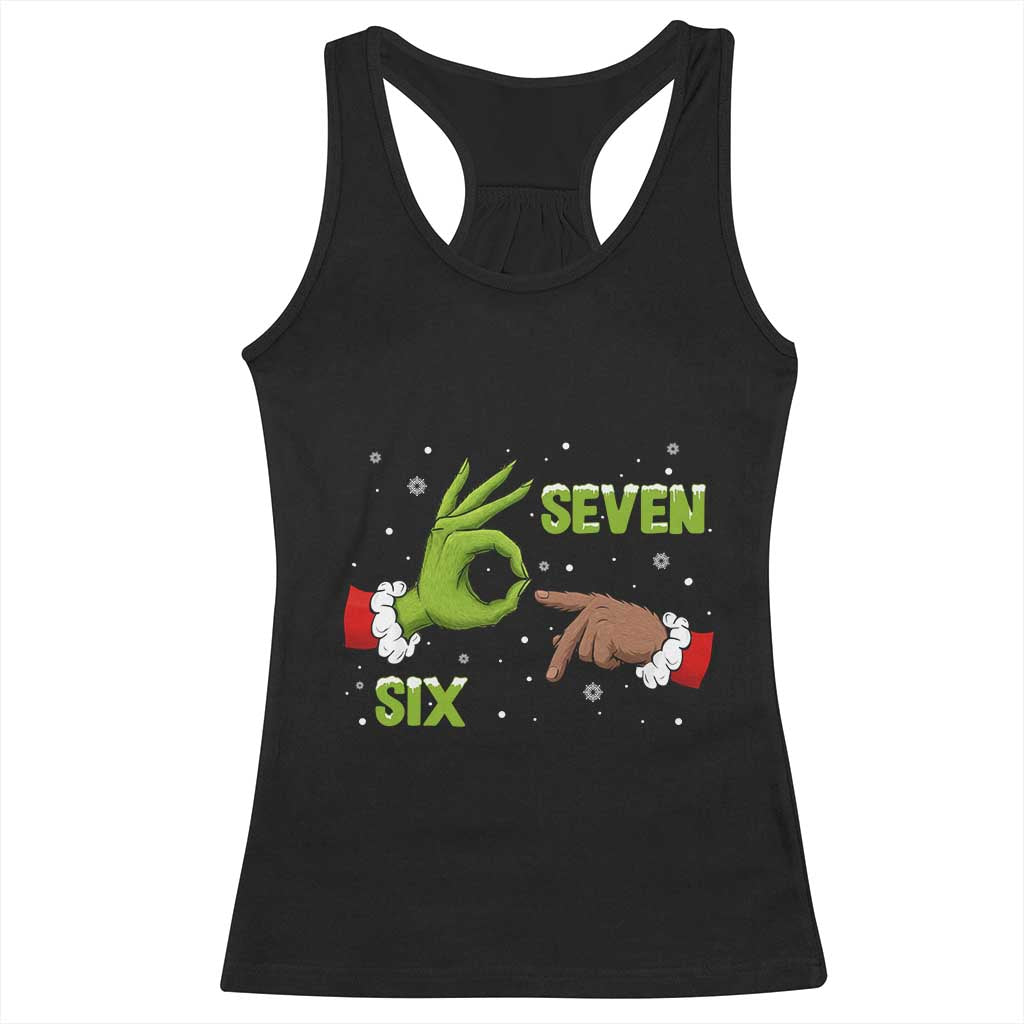 Funny Green And Bigfoot Six Seven Meme Racerback Tank Top Christmas Trend Gift TS12 Black Print Your Wear