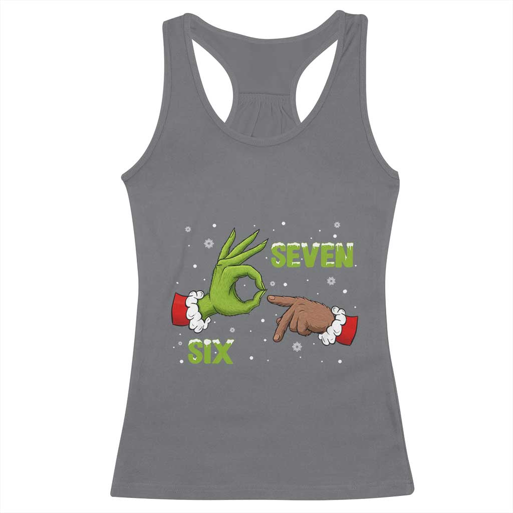 Funny Green And Bigfoot Six Seven Meme Racerback Tank Top Christmas Trend Gift TS12 Charcoal Print Your Wear