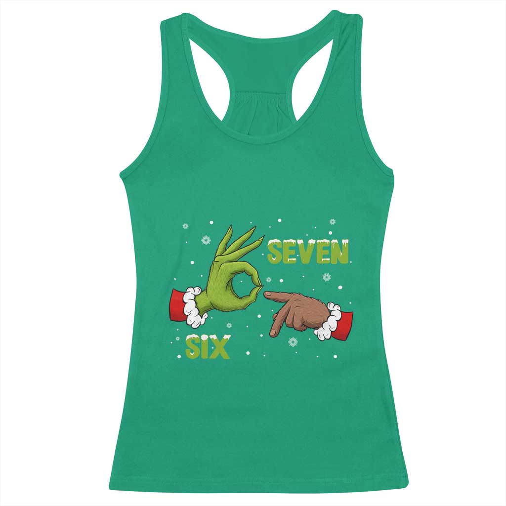 Funny Green And Bigfoot Six Seven Meme Racerback Tank Top Christmas Trend Gift TS12 Irish Green Print Your Wear
