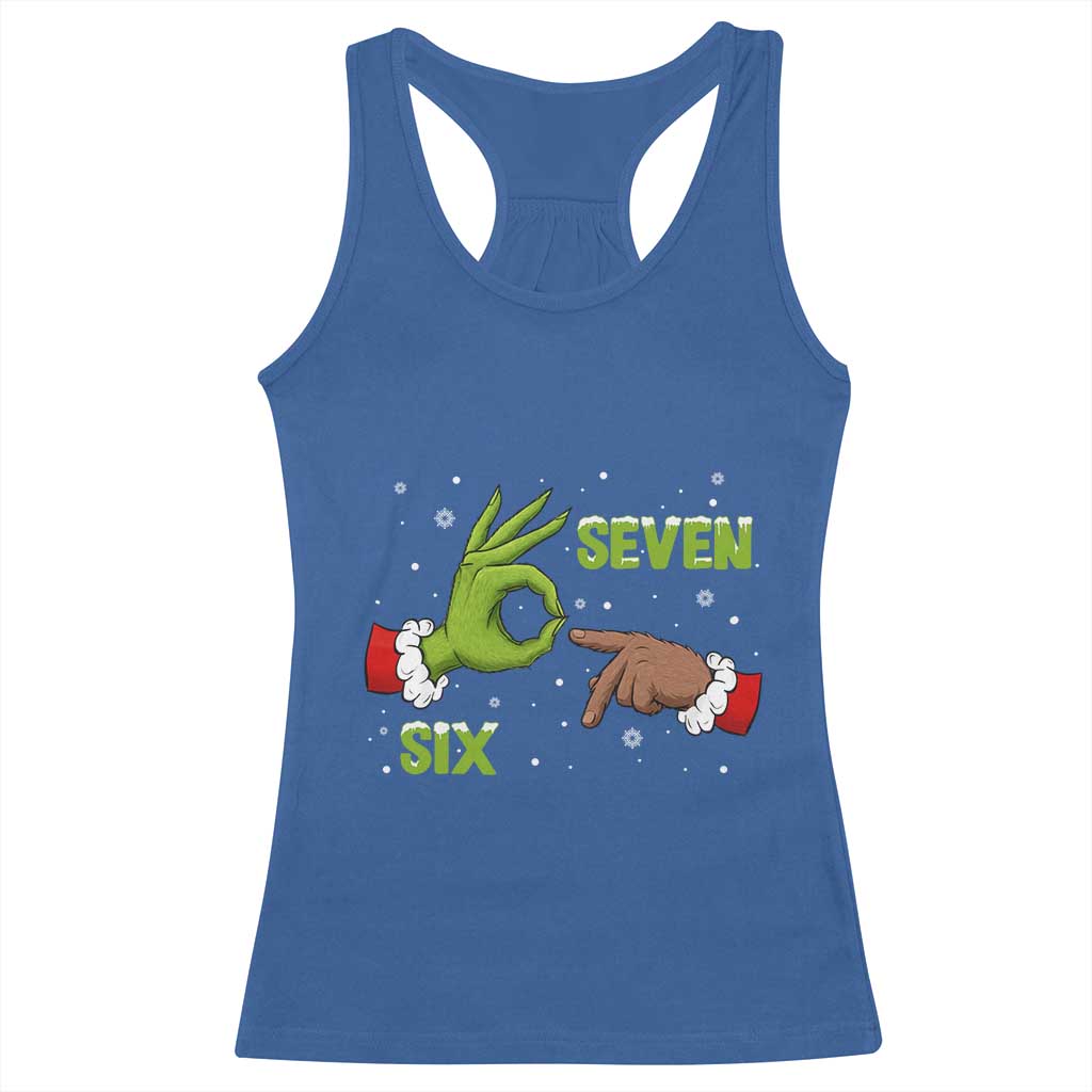 Funny Green And Bigfoot Six Seven Meme Racerback Tank Top Christmas Trend Gift TS12 Royal Blue Print Your Wear