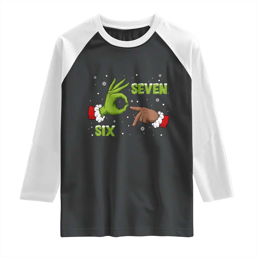 Funny Green And Bigfoot Six Seven Meme Raglan Shirt Christmas Trend Gift TS12 Black White Print Your Wear