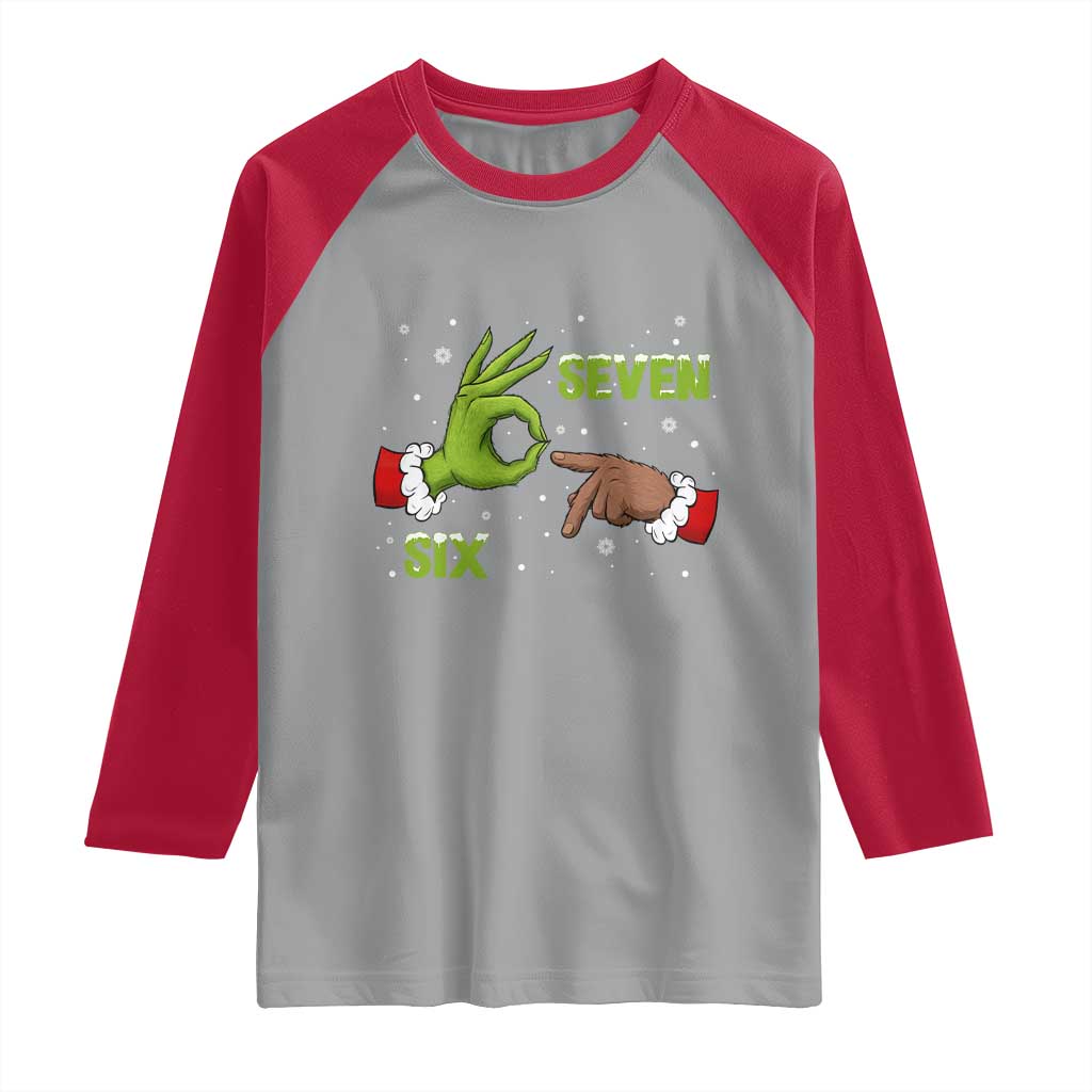 Funny Green And Bigfoot Six Seven Meme Raglan Shirt Christmas Trend Gift TS12 Sport Gray Red Print Your Wear