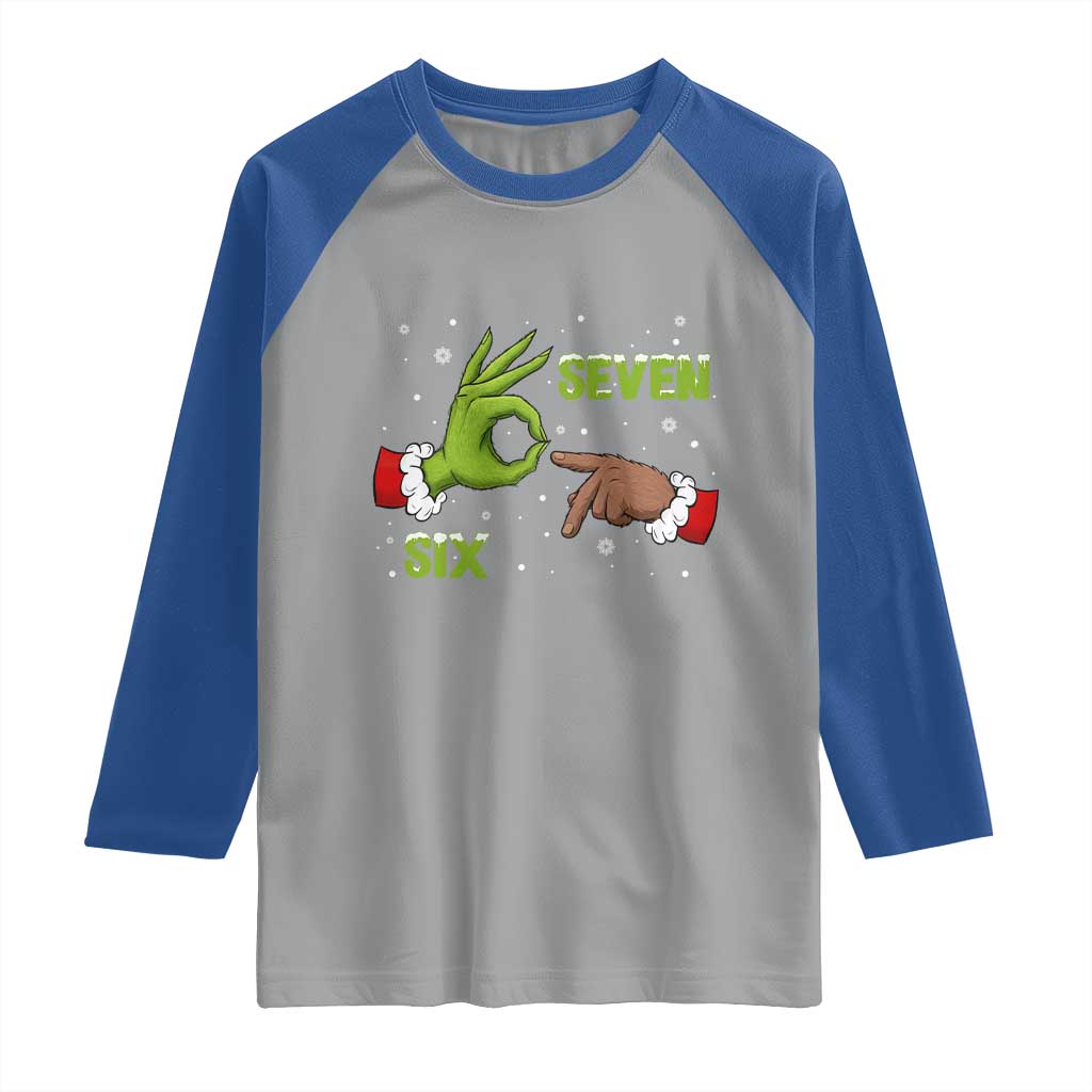 Funny Green And Bigfoot Six Seven Meme Raglan Shirt Christmas Trend Gift TS12 Sport Gray Royal Print Your Wear