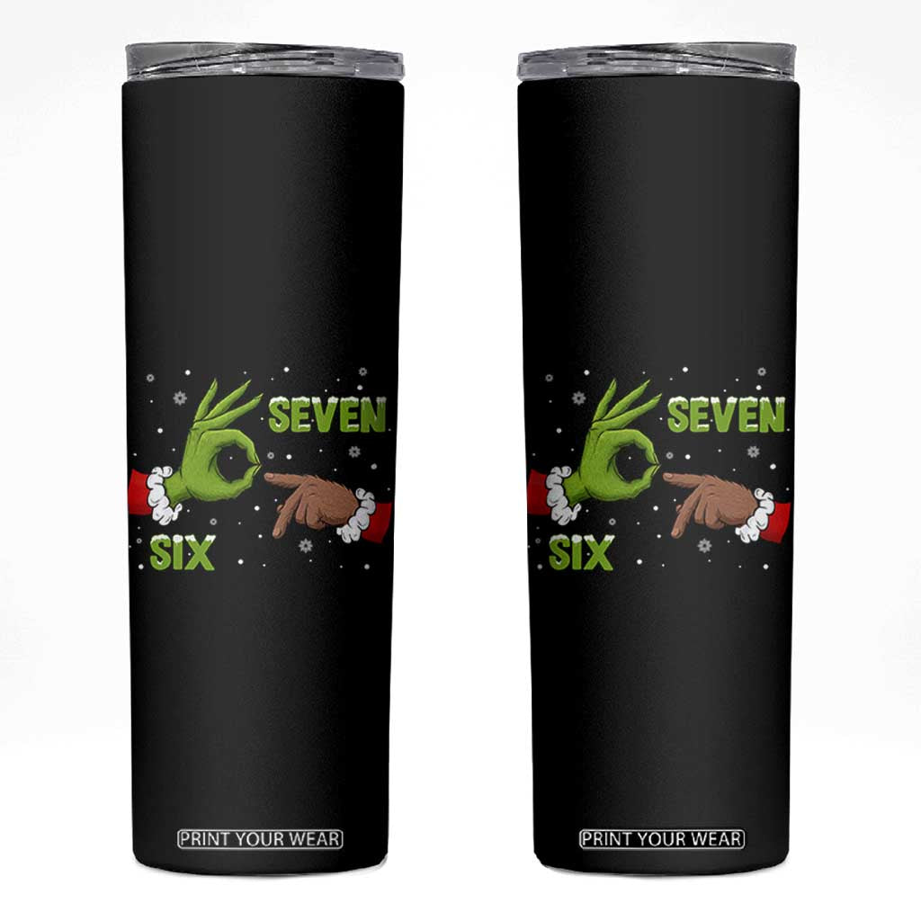 Funny Green And Bigfoot Six Seven Meme Skinny Tumbler Christmas Trend Gift TS12 Black Print Your Wear