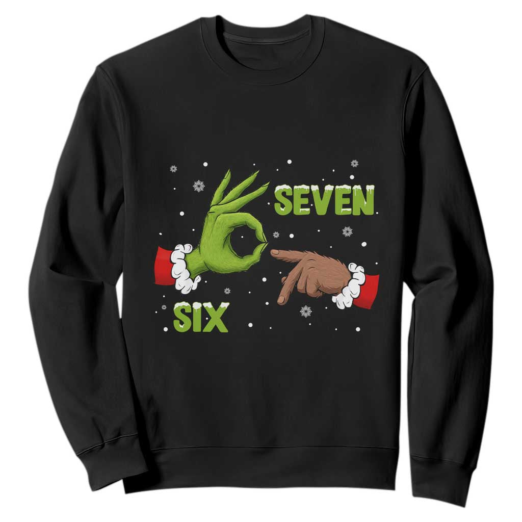 Funny Green And Bigfoot Six Seven Meme Sweatshirt Christmas Trend Gift TS12 Black Print Your Wear