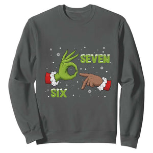 Funny Green And Bigfoot Six Seven Meme Sweatshirt Christmas Trend Gift TS12 Dark Heather Print Your Wear