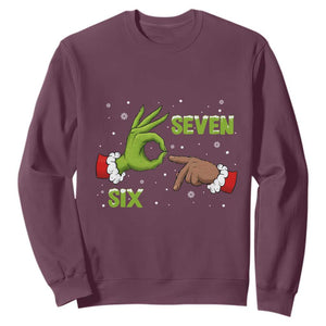 Funny Green And Bigfoot Six Seven Meme Sweatshirt Christmas Trend Gift TS12 Maroon Print Your Wear