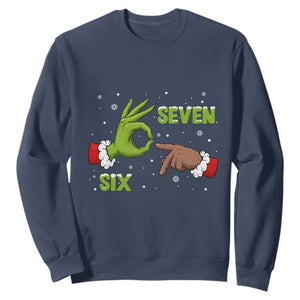 Funny Green And Bigfoot Six Seven Meme Sweatshirt Christmas Trend Gift TS12 Navy Print Your Wear