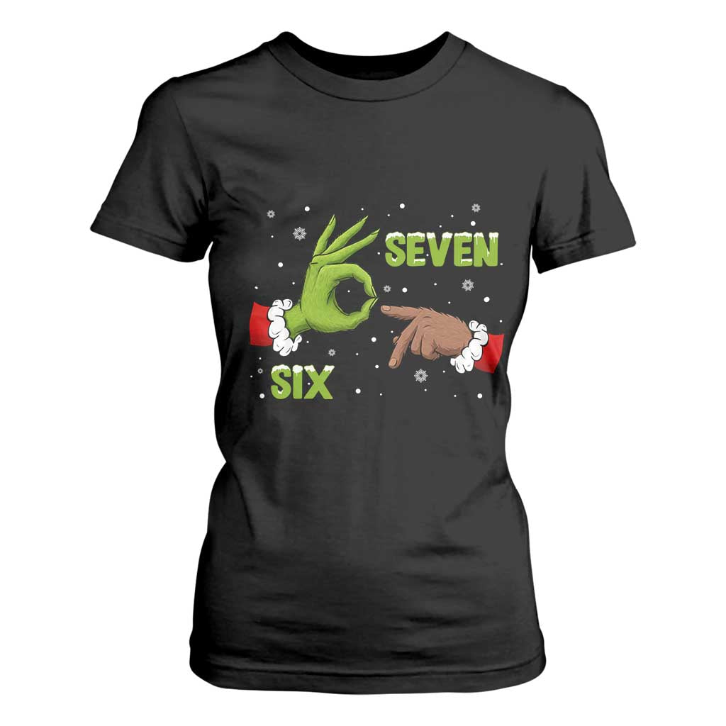 Funny Green And Bigfoot Six Seven Meme T Shirt For Women Christmas Trend Gift TS12 Black Print Your Wear