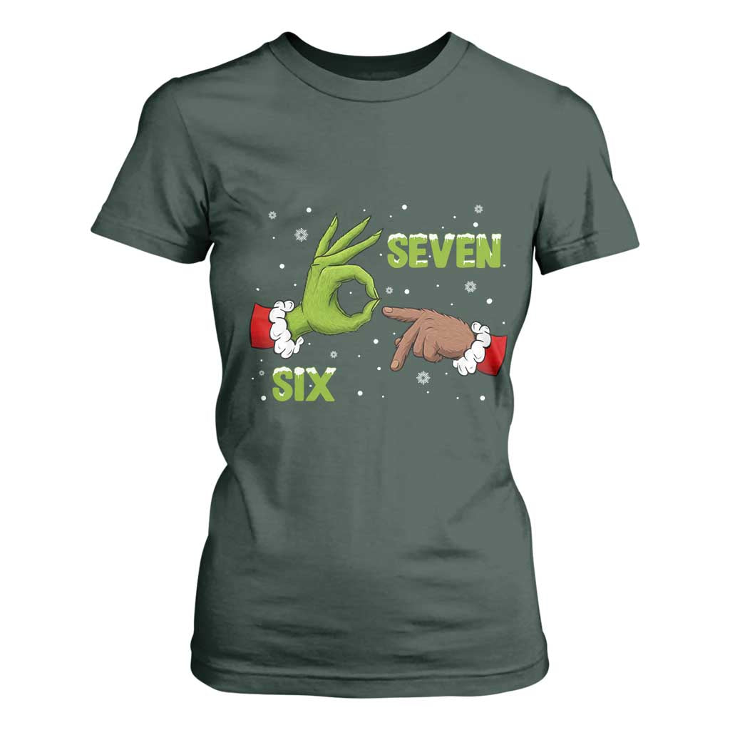 Funny Green And Bigfoot Six Seven Meme T Shirt For Women Christmas Trend Gift TS12 Dark Forest Green Print Your Wear
