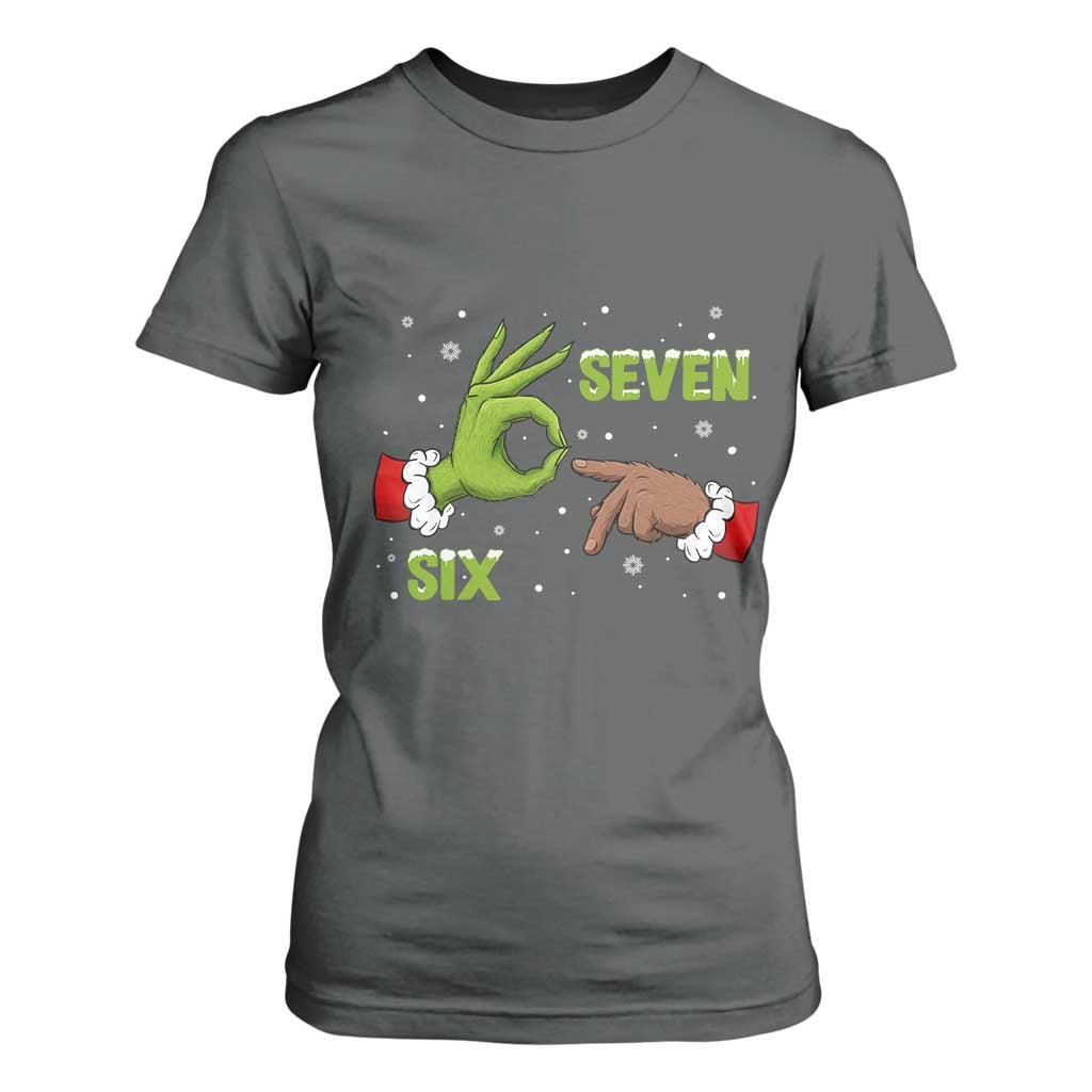 Funny Green And Bigfoot Six Seven Meme T Shirt For Women Christmas Trend Gift TS12 Dark Heather Print Your Wear