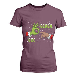 Funny Green And Bigfoot Six Seven Meme T Shirt For Women Christmas Trend Gift TS12 Maroon Print Your Wear