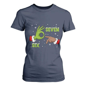 Funny Green And Bigfoot Six Seven Meme T Shirt For Women Christmas Trend Gift TS12 Navy Print Your Wear