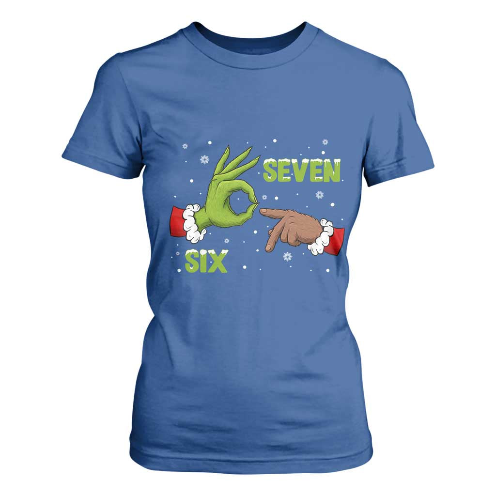 Funny Green And Bigfoot Six Seven Meme T Shirt For Women Christmas Trend Gift TS12 Royal Blue Print Your Wear