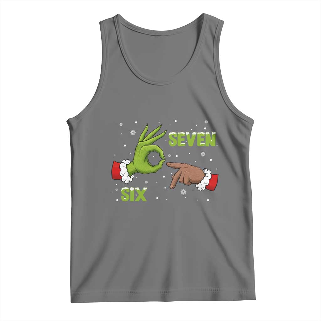 Funny Green And Bigfoot Six Seven Meme Tank Top Christmas Trend Gift TS12 Black Heather Print Your Wear