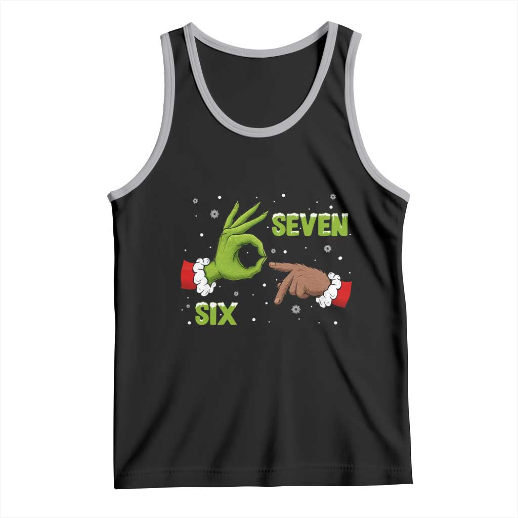 Funny Green And Bigfoot Six Seven Meme Tank Top Christmas Trend Gift TS12 Black Athletic Heather Print Your Wear